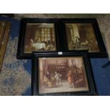 Three black framed Prints including F.M.