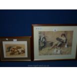 Two framed Prints - one of Sleeping dog,