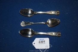 Three Silver teaspoons in Kings pattern - 2 x London 1858.
