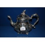 An ornate plated Teapot with eagle spout and finial,