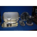 A quantity of silver plate including ice bucket, trays, sandwich tray, etc.