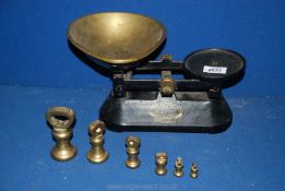 A set of Viking weighing scales and weights.