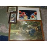 A large framed Print of "Tea in the garden" by Douglas Stannus Gray, limited edition no.