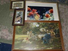 A large framed Print of "Tea in the garden" by Douglas Stannus Gray, limited edition no.