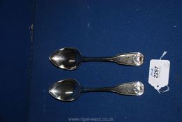Two Silver serving spoons, London 1819, maker B.E.