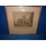 A framed Etching of Hereford Cathedral, 18 1/4'' x 17 1/4''.