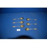 Three Silver London 1839 berry Spoons and two Silver London 1867 and 1878 spoons together with one