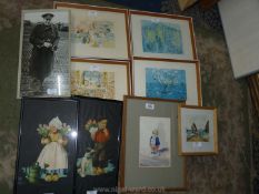 A set of four Roul Dufy prints, a Churchill photo,