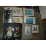 A set of four Roul Dufy prints, a Churchill photo,