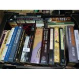A box of books including Savage Continent, The War in the West, Civil War, etc.