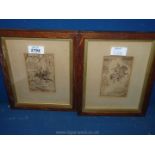 A pair of Prints of Knights, in wooden frames.