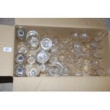 A quantity of drinking glasses.