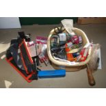 A quantity of spanners and small tools, a Yankey screwdriver, an impact wrench, fixings, etc.