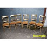 Six matt gold finished stacking banqueting chairs with six Velcro attaching beige/gold Dralon