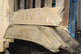 Five various lengths of 7 1/2'' x 3'' of Oak (corner braces, etc.,).