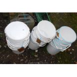 A large quantity of Plastic buckets.