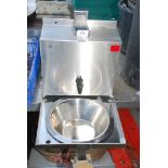 A 12 volt stainless steel hand-wash unit.