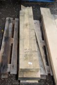 Three lengths of Oak 8 1/2'' x 3'': one each of 47'', 57'' and 60'' length.