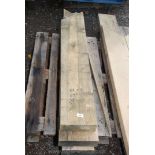 Three lengths of Oak 8 1/2'' x 3'': one each of 47'', 57'' and 60'' length.