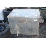 A two section Steel box with tap, a plate attached stating: "The Iceland Refrigerator,