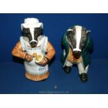 Two Cinque Port (Rye Pottery) Badger figures - Housewife and a Gentleman, 8 1/2" tall.