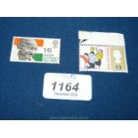 UK postage stamps: 1969 Gandhi centenary 1/6 printed on gummed side,