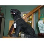 A large Leonardo Fireside Labrador dog with metal collar, 13 1/2'' high approx.