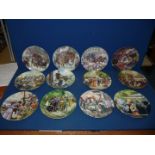 Twelve Eric Kincaid display plates from 'The Good Old Days' series and two wedding anniversary