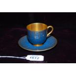 A pretty 1932 Royal Worcester coffee can and saucer,