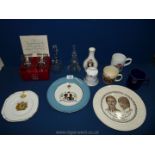 A small quantity of commemorative ware including mugs,bud vase, plates,