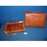 A Jane Shilton brown leather handbag together with another brown handbag.