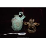 A miniature bronze Tibetan Yum Yum figure,