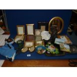 A quantity of miscellanea including pestle and mortar, small frames including Liberty,