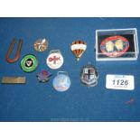 A quantity of miscellaneous badges including The Festival of Britain, The Ballooning Business,