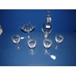 Four "Royal Brierley" Port or wine glasses engraved with vines,