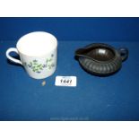 A rare Wedgwood black basalt finely moulded squat shape cream jug, circa 1770, 4" long,