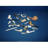 A quantity of clay pipes including home made model, many a/f.
