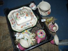 A Regal ware Art Deco teapot, sugar bowl, milk jug, two cups, saucer and plate,