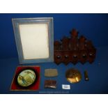 A small quantity of miscellanea including unusual Arts and Crafts style pipe rack,