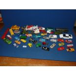 A quantity of Matchbox and Corgi cars, trucks and lorries including a K74 Volvo estate,