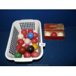 A set of snooker balls consisting of 10 red balls and 7 coloured balls,
