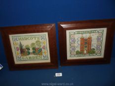 Two vintage framed garden Tapestries of Sissinghurst and Hidcote.