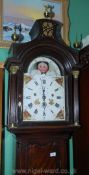 An imposing dark Mahogany cased Long-case Clock with a painted face "Wm.