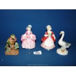 Two Royal Doulton figurines 'Bo-Peep' and 'Valerie', both 5 1/2" approx,