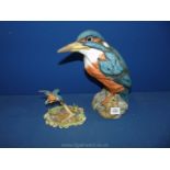 A large figure of a Kingfisher, 10'' and a Border Fine Arts figure of Kingfisher,