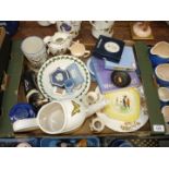 A quantity of china including Wedgwood Jasperware trinket dishes and pots,