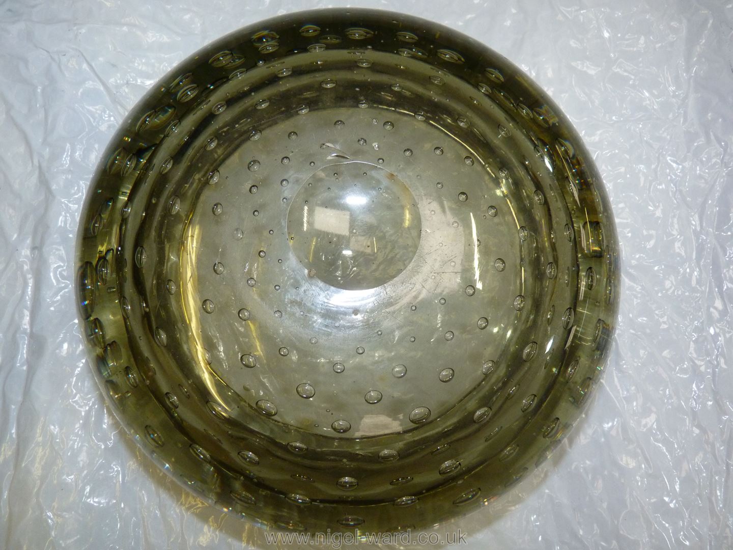 Two Whitefriars smoky glass controlled bubble bowls. - Image 2 of 3