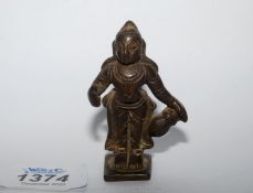 A fine Indian post Vijayanagar miniature bronze figure of the goddess Parvati,