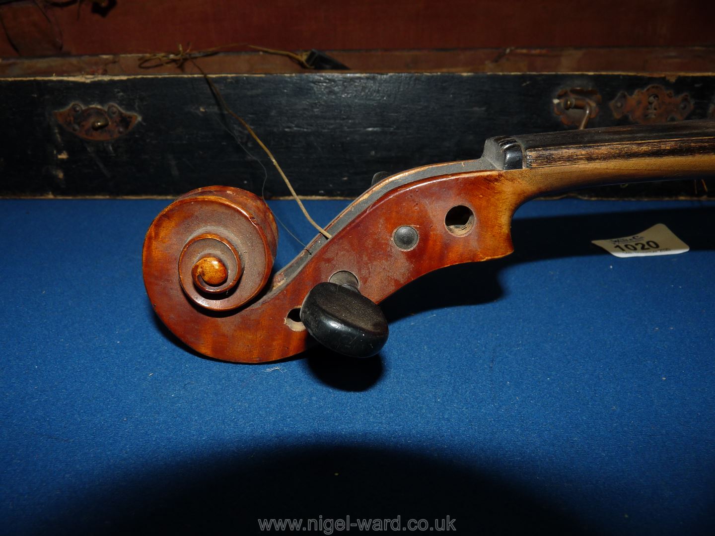 A Nippon made Violin, body 14" long, total length 23", (violin and case both a/f). - Image 4 of 7