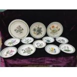 Twelve Portmeirion "Botanic Garden" Plates including one 12 1/4", two 10 1/4",